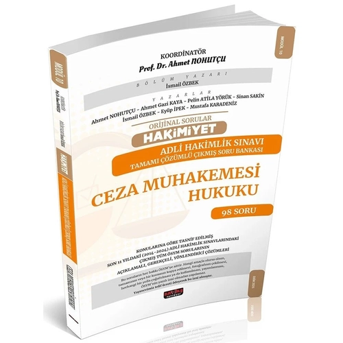 Sava 2025 HAKMYET Adli Hakimlik Ceza Muhakemesi Hukuku Orijinal km Soru Bankas zml - Ahmet Nohutu Sava Yaynlar