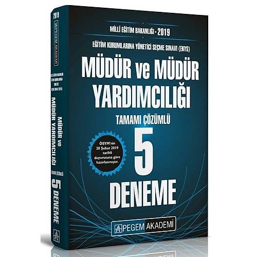 2019 MEB EKYS Müdür ve Müdür Yardımcılığı 5 Deneme Pegem Akademi Yayınları