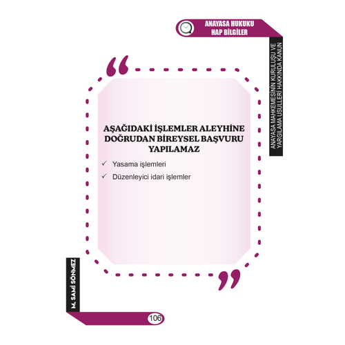 Kaymakamlk Snavna zel SRELER ve HAP BLGLER -Anayasa Hukuku- Sami Snmez Temsil Kitap