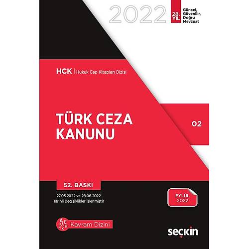 Trk Ceza Kanunu Sekin Yaynclk 52. Bask,  Eyll 2022