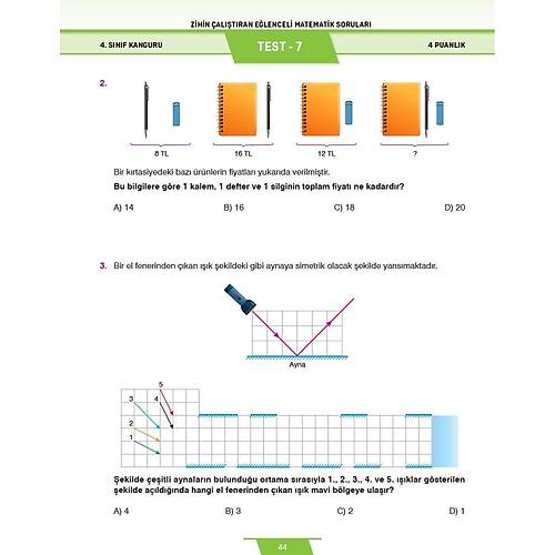 4. S�n�f Zihin �al��t�ran E�lenceli Kanguru Matematik Sorular� Dikkat At�lyesi Yay�nlar�