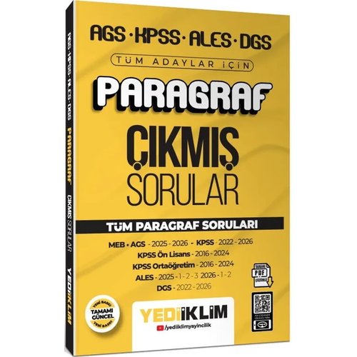 Yediiklim Yay�nlar� 2027 AGS KPSS ALES DGS T�m Adaylar ��in Paragraf Tamam� PDF ��z�ml� T�m Paragraf Sorular� ��km�� Sorular