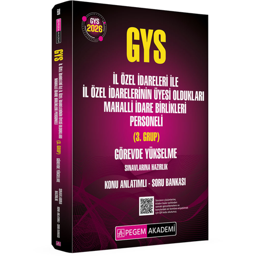Pegem Yay�nlar� 2026 GYS �l �zel �dareleri ile �l �zel �darelerinin �yesi Olduklar� Mahalli �dare Birlikleri Personeli (3.Grup) G�revde Y�kselme S�navlar�na Haz�rl�k Konu Anlat�ml� Soru Bankas�