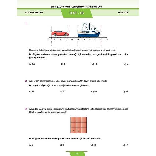 6. S�n�f Zihin �al��t�ran E�lenceli Kanguru Matematik Sorular� Dikkat At�lyesi Yay�nlar�