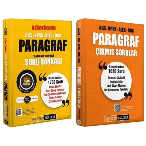 Pegem Yay�nlar� 2026 KPSS MEB-AGS ALES DGS Paragraf Ezberbozan Soru Bankas� ve ��km�� Sorular 2'li Set