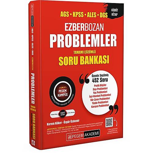 Pegem Akademi Ezberbozan KPSS ALES DGS Problemler Tamam� ��z�ml� Soru Bankas�