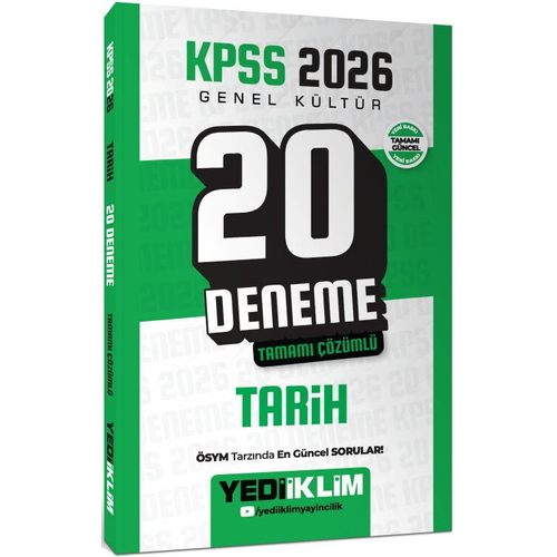 Yediiklim Yay�nlar� 2026 KPSS Genel K�lt�r Tarih Tamam� ��z�ml� 20 Deneme