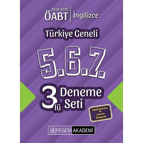 Pegem 2019 ABT ngilizce retmenlii Trkiye Geneli 3 Deneme (5.6.7) Pegem Akademi Yaynlar