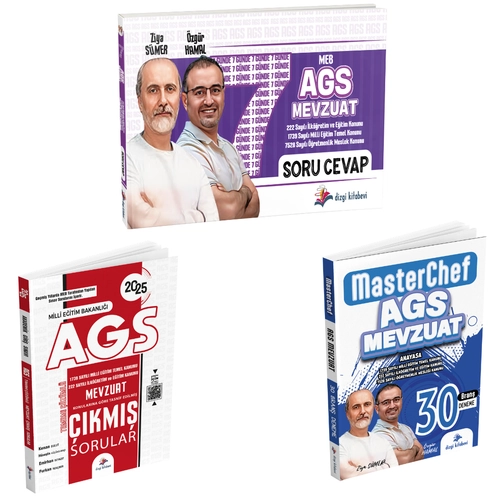 Dizgi Kitap 2025 MEB AGS Mevzuat ��km�� Sorular, 7 G�nde Mevzuat Soru Cevap Defteri ve MasterChef Mevzuat 30 Bran� Deneme Seti