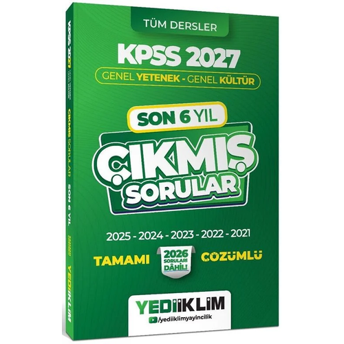 Yediiklim 2027 KPSS Genel Yetenek Genel K�lt�r ��km�� Sorular Son 6 Y�l ��z�ml� Yediiklim Yay�nlar�