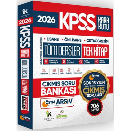 �nformal Yay�nlar� 2026 KPSS Lisans �nLisans Orta��retim �SYM Son 15 Y�l�n Sorular� T�m Dersler Tek Kitap Soru Bankas�