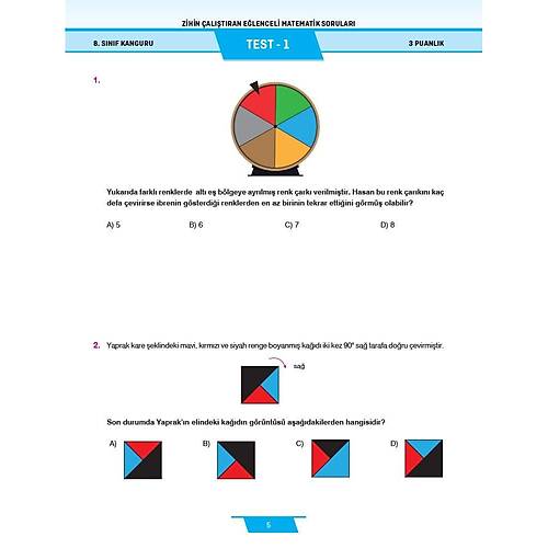 8.S�n�f Zihin �al��t�ran E�lenceli Kanguru Matematik Sorular� Dikkat At�lyesi Yay�nlar�