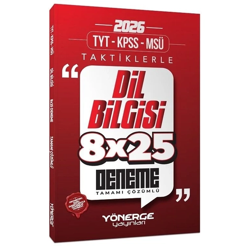 Y�nerge 2026 TYT KPSS MS� Taktiklerle Dil Bilgisi 8x25 Deneme ��z�ml� Y�nerge Yay�nlar�