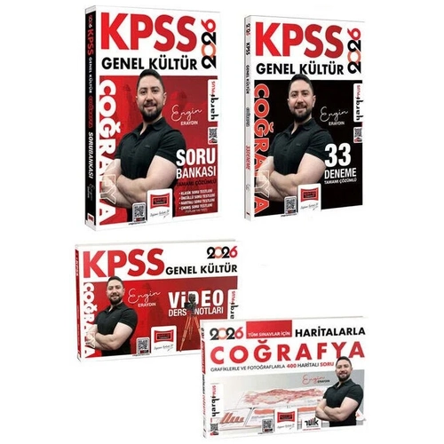 Yarg� 2026 KPSS Co�rafya Haritalarla + Video Ders Notlar� + Soru Bankas� + 33 Deneme 4 l� Set - Engin Erayd�n Yarg� Yay�nlar�