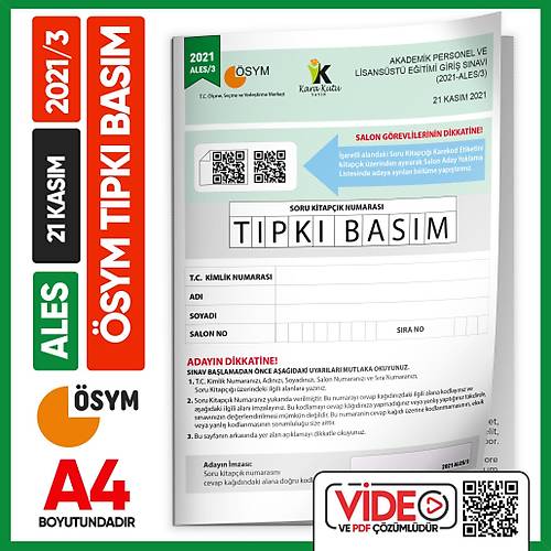 ALES 2021/3 �SYM T�pk� Bas�m ��km�� Soru Deneme Kitap���� Video/PDF ��z�ml� T�rkiye Geneli �nformal Yay�nlar�