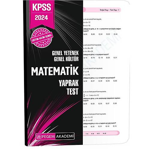 Pegem Akademi 2024 KPSS Genel Yetenek Genel Kltr Matematik Yaprak Test