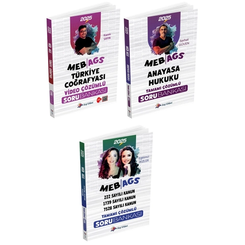 Dizgi 2025 MEB AGS T�rkiye Co�rafyas�+Anayasa Hukuku+Mevzuat Bilgisi Soru Bankas� 3 l� Set Dizgi Kitap