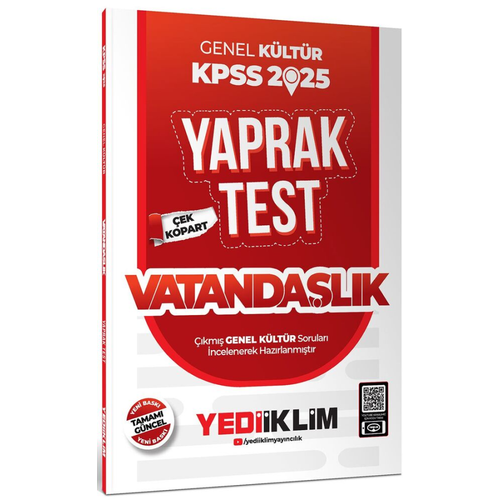 Yediiklim Yay�nlar� 2025 KPSS Genel K�lt�r Vatanda�l�k �ek Kopart Yaprak Test