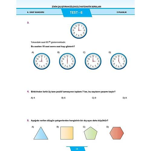 6. S�n�f Zihin �al��t�ran E�lenceli Kanguru Matematik Sorular� Dikkat At�lyesi Yay�nlar�