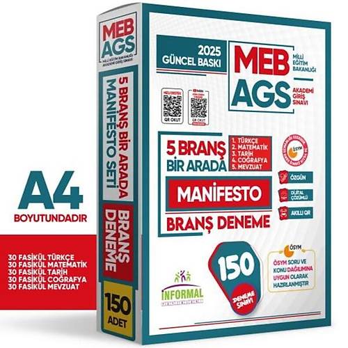 �nformal Yay�nlar� 2025 MEB AGS 5 Bran� Bir Arada Manifesto Denemesi 30'lu Fasik�l Seti