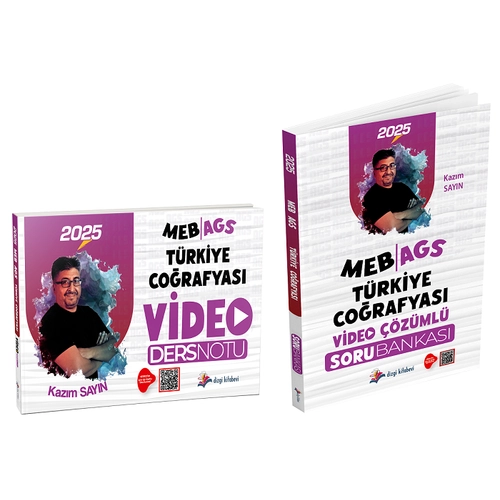 Dizgi Kitap 2025 MEB-AGS T�rkiye Co�rafyas� Video Ders Notu + Soru Bankas� 2 li Set - Kaz�m Say�n Dizgi Kitap