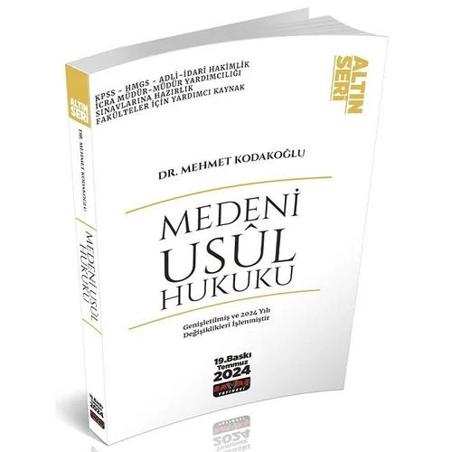 Sava 2024 Medeni Usul Hukuku Altn Seri 19. Bask - Mehmet Kodakolu Sava Yaynlar