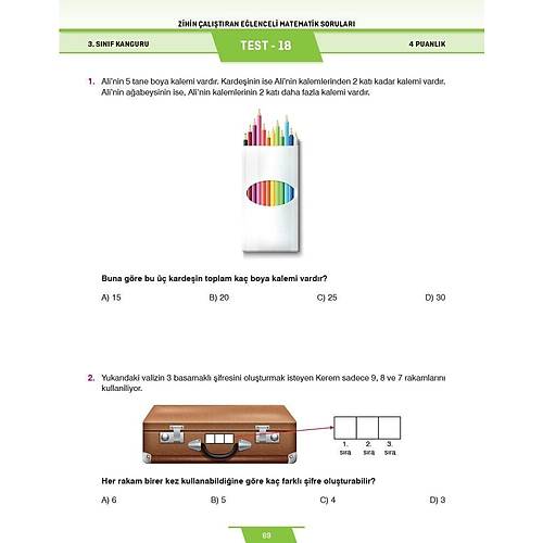 5.S�n�f Zihin �al��t�ran E�lenceli Kanguru Matematik Sorular� Dikkat At�lyesi Yay�nlar�