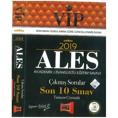 Yargı Yayınları 2019 ALES VIP Son 10 Sınav Tamamı Çözümlü Çıkmış Sorular