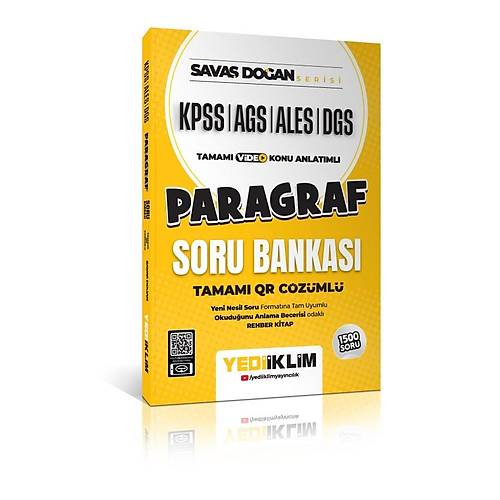 Yediiklim Yay�nlar� AGS KPSS ALES DGS Sava� Do�an Serisi Paragraf Tamam� Video Konu Anlat�ml� ve Tamam� QR ��z�ml� Soru Bankas� Sava� Do�an