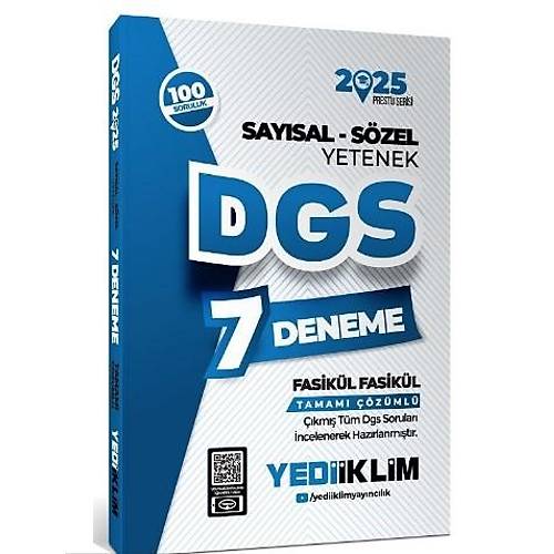 Yediiklim 2025 DGS Prestij Saysal-Szel Yetenek 7 Deneme Fasikl zml Yediiklim Yaynlar