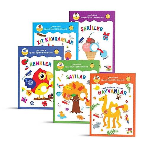 1-3 Ya� ��kartmalarla E�lenceli ��retici Etkinlikler Serisi Renkler, Say�lar, �ekiller, S�cak �lkelerde Ya�ayan Hayvanlar, Z�t Kavramlar