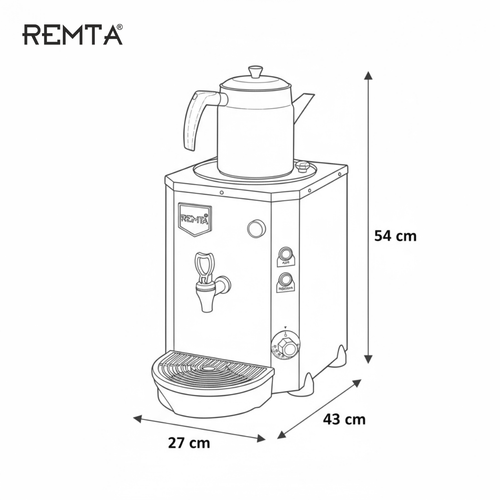 Remta Tek Demlikli 8 lt Jumbo �ay Makinesi