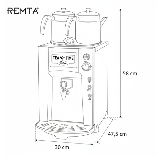 Remta 2 Demlikli 15 lt Premium Jumbo �ay Makinesi - DE12P