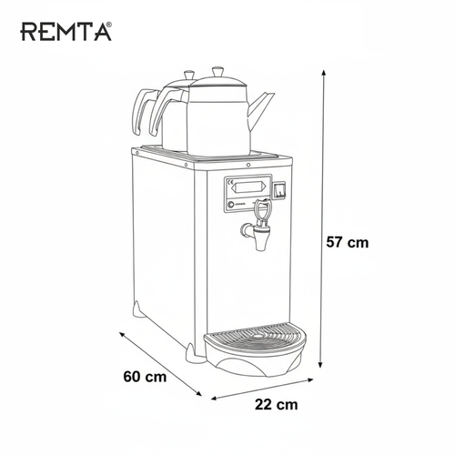 Remta 2 Demlikli 5,5 lt Dijital Jumbo �ay Makinesi Otomatik Su Almal� (�amand�ral�)