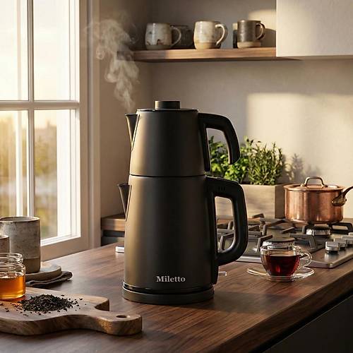Miletto Siyah 2000W Gizli Rezistansl� Otomatik �ay Makinesi 2,9 lt - MT20S