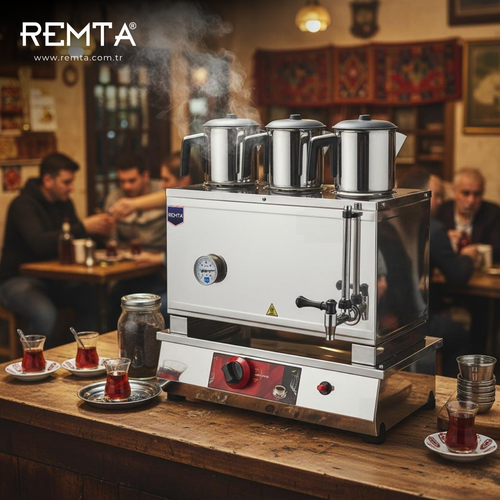 Remta 55 Model 3 Demlikli Gazl� (CE) Pleytsiz �ay Oca�� 34 lt