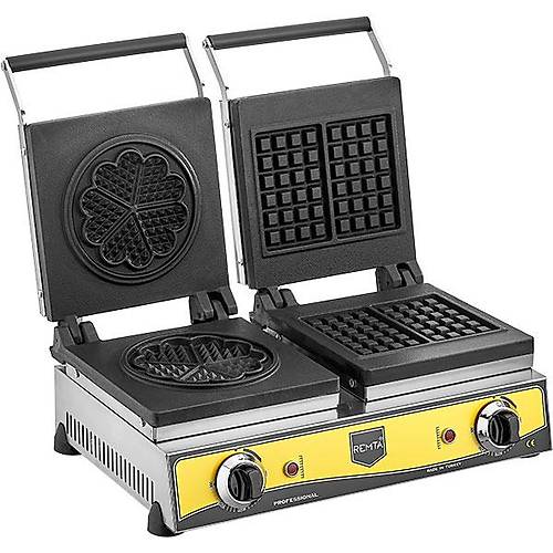 Remta Çiftli Kare + Çiçek Model (16 çap) Waffle Makinasý Elektrikli