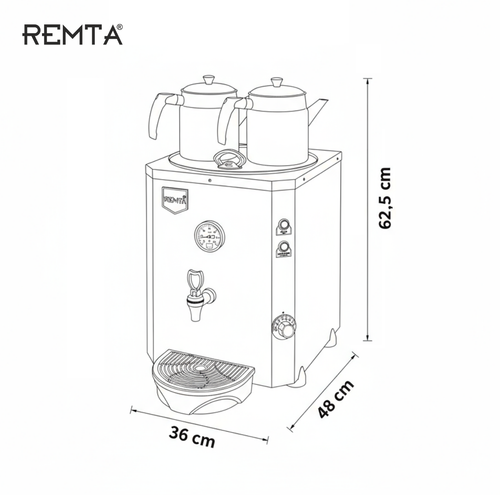 Remta 2 Demlikli 23 lt Master Jumbo �ay Makinesi Ledli Panel - DE11(M)
