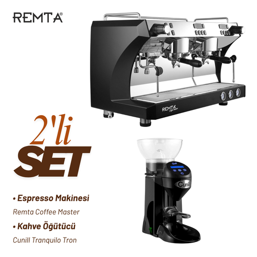 Remta 2'li Set - Coffee Master Profesyonel Otomatik Espresso Kahve Makinesi + Cunil Kahve ���t�c� - CRM3120C