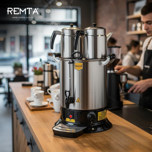 Remta Platin Model �ift Demlikli �ay Makinesi 17 lt (Demlik Dahil)