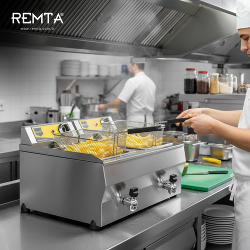 Remta 8+8 lt �iftli Ya� Tahliye Musluklu Elektrikli Frit�z - R111