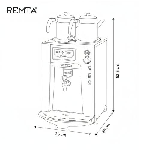 Remta 2 Demlikli 23 lt Premium Jumbo �ay Makinesi - DE11P
