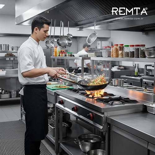 Remta 3'l� Ayakl� Taban Rafl� Gazl� Lokanta Oca��