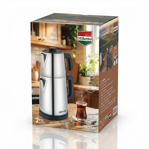 Miletto Siyah 2000W Gizli Rezistansl� Otomatik �ay Makinesi 2,9 lt - MT20S