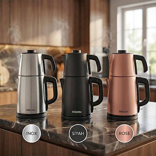 Miletto Siyah 2000W Gizli Rezistansl� Otomatik �ay Makinesi 2,9 lt - MT20S