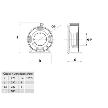 1x16A 220V 4 Adet Prizli Metal Makara 3x2,5mm TTR 50 metre Kapasiteli BM3-4403-0000