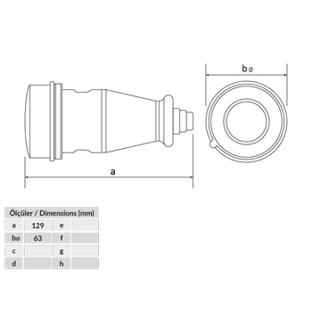 3x16A Trifaze Kauuk Plastik  Uzatma Priz BK6-1504-2311