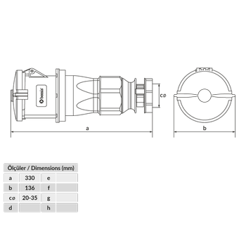 5x125A Uzatma Priz Pilotlu BC1-6505-7312 IP67