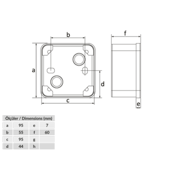 Plastik Buat 95mm x 95mm x 60mm Vidal Kapak BB2-0431-0083
