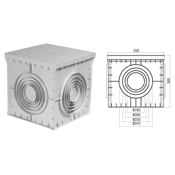 55x55x50 Dz Gri kapakl Yeralt Buat  P 555550